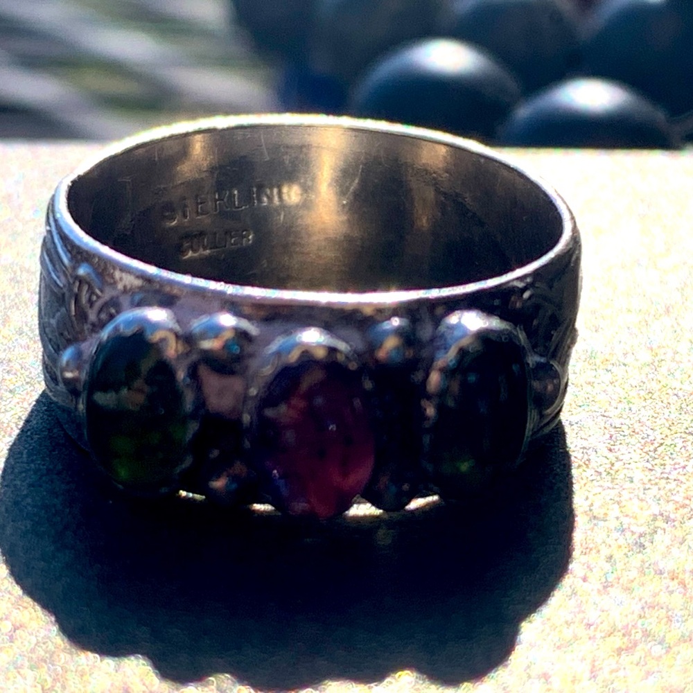 Hand crafted silver and tourmaline ring.